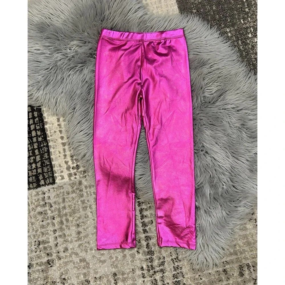 Frenchie Girls Bright‎ Metallic Pink Leggings Size 3T NWT